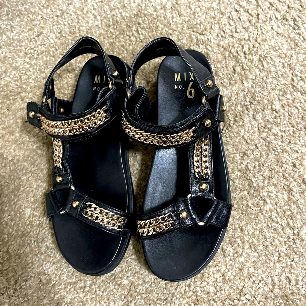 Black & gold sandals